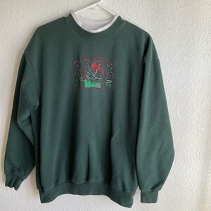 M & C Sportswear Embroidered Winter Cardinal Sweatshirt Adult Green Large